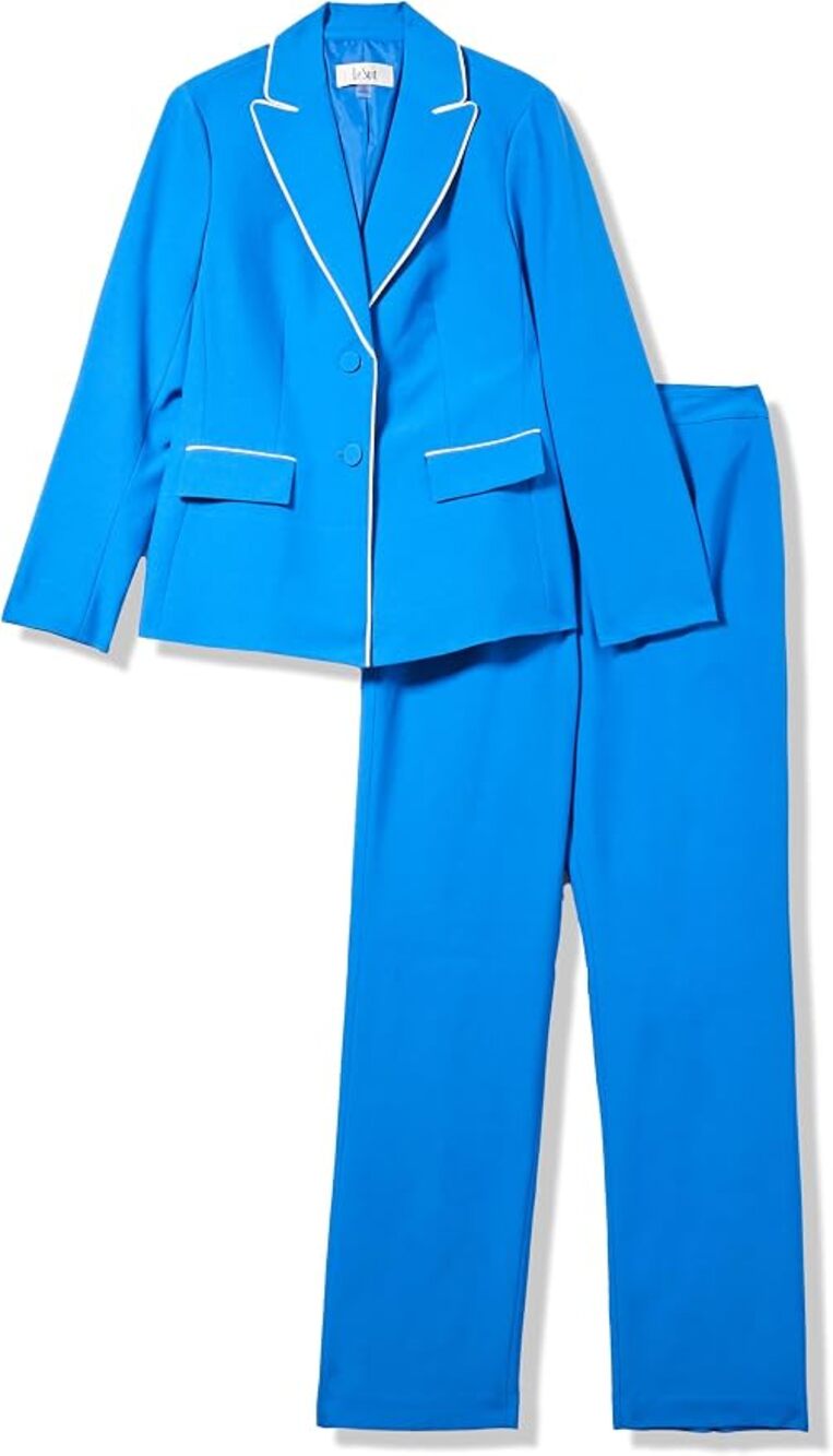 Le Suit Two-Button Jacket & Mid Rise Pant Suit Cabana Blue/Vanilla Ice 4